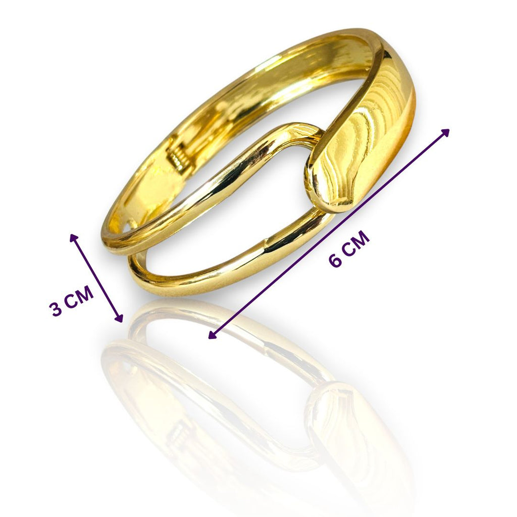LA FILLE D'OR Elegant Gold-Plated OPEN BRACELET, Textured Design.
