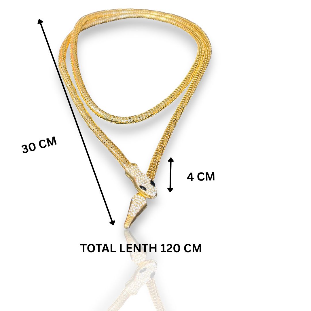 LA FILLE D'OR Luxury Snake Chain Necklace with Crystal-Studded Pendant,Fashion Jewellery